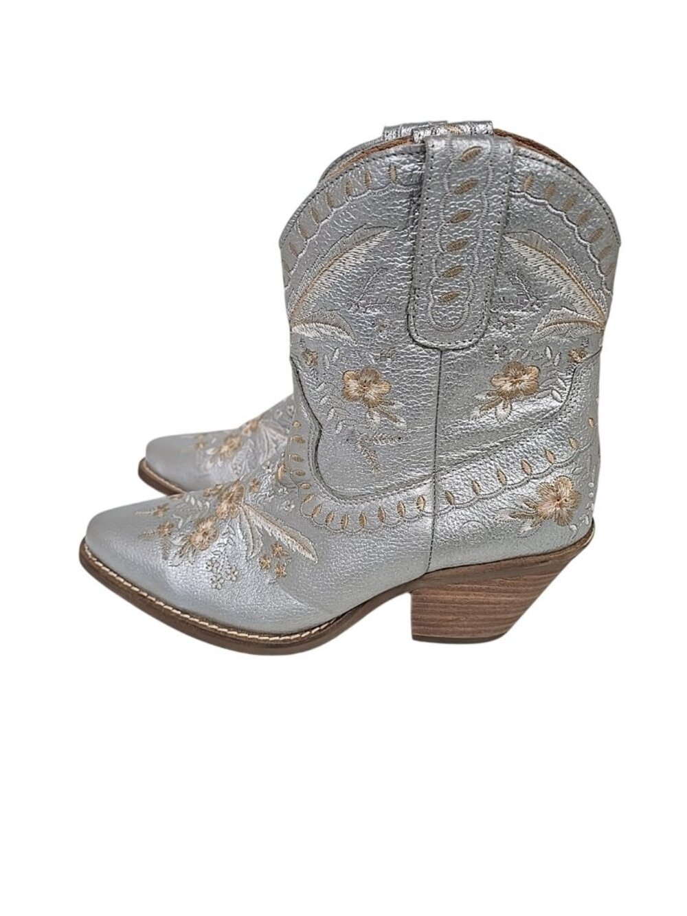 Dingo Women's Primrose Snip Toe Western Ankle Boots DI748 Silver-Floral Size 7M - Picture 4 of 7